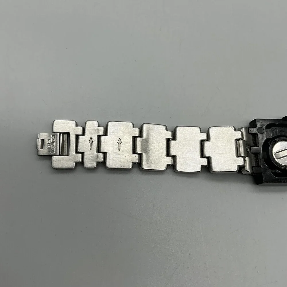 Vintage Swatch Womens Watch 24mm Silver Tone Black Floral Swiss New Battery 7
